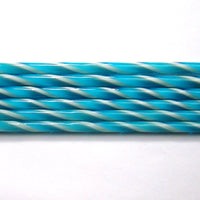 C106 Turquoise and French Vanilla Striped Cane COE 90 Glass