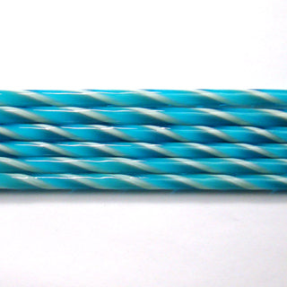 C106 Turquoise and French Vanilla Striped Cane COE 90 Glass