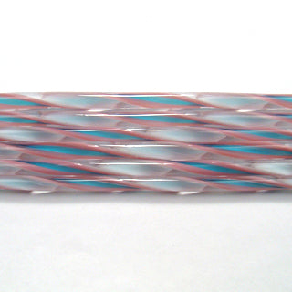 C323 Pink, Turquoise and White Streamer Cane COE 90 Glass