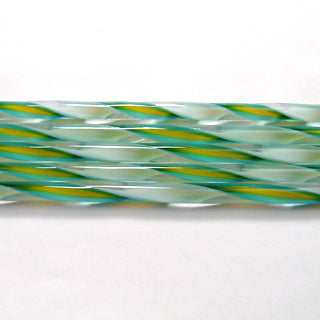 C326 Turquoise, Marigold, and White Streamer Cane COE 90 Glass