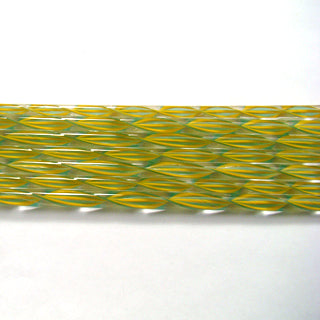 C428 Pumpkin Yellow and Teal Striped Ribbon Cane COE 90 Glass