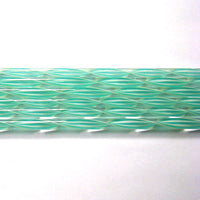 C429 Nougat and Teal Striped Ribbon Cane COE 90 Glass